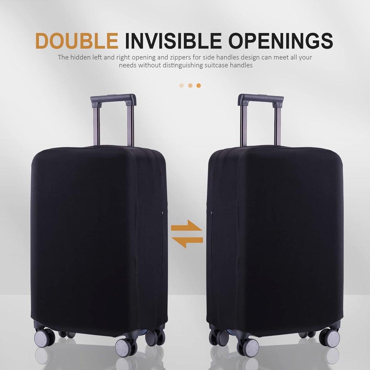 Travel Luggage Cover Suitcase Protector Scratch-Resistant Fit 19-31 Inch Suitcase, Not Included Suitcase (Black, XL(28-29inch))