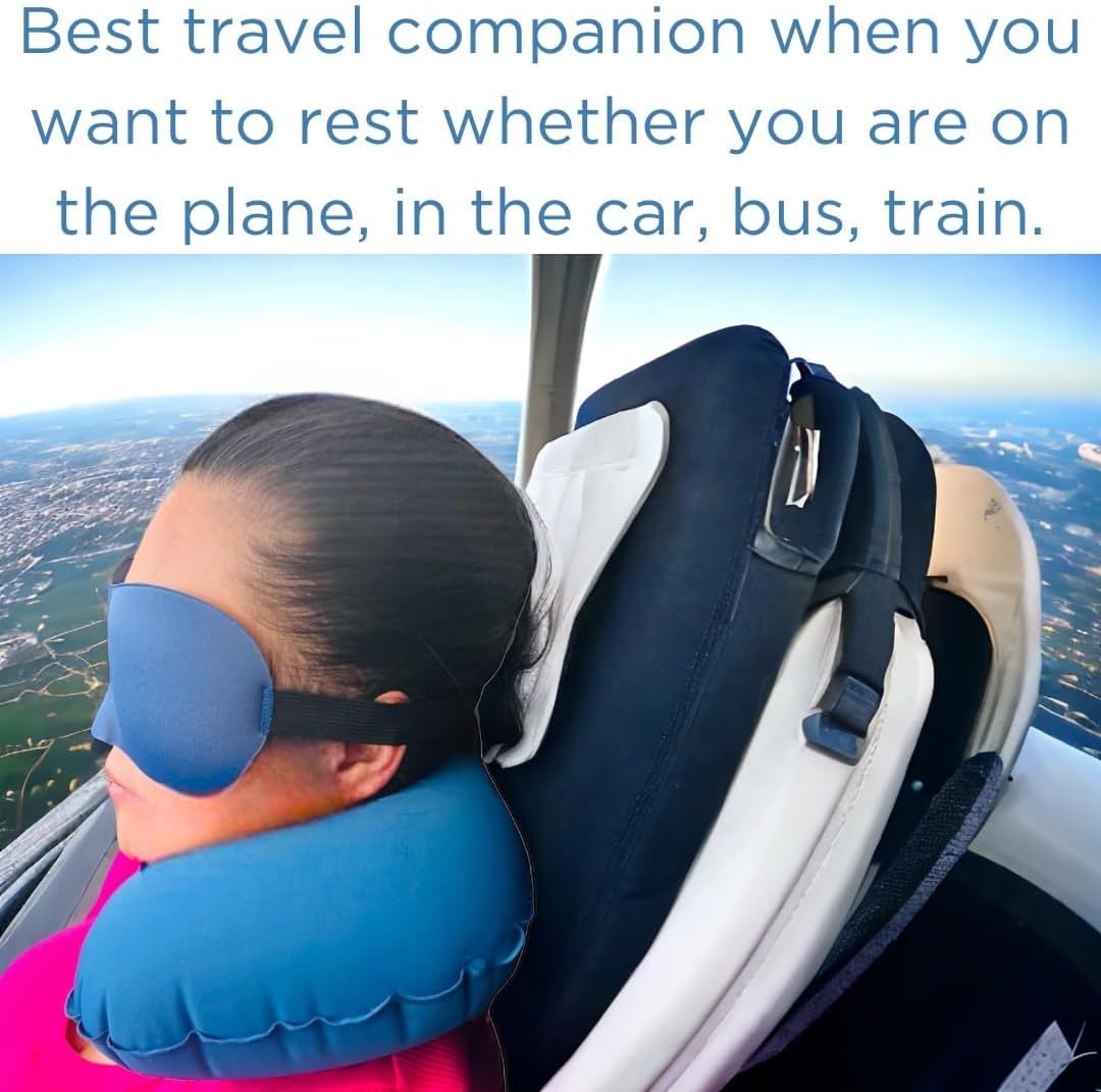Inflatable Travel Pillows for Airplanes - Neck Pillow Inflatable - Press Pump- Blow up Airplane Pillow -Milk Silk TPU