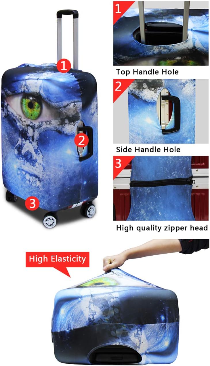 Dragon Suitcase Cover Elastic Thickness Travel Luggage Protector with Invisible Zip Washable Anti-Scratch Luggage Covers Universal Fits 18-21'' Spandex Baggage Case, Cherry Floral
