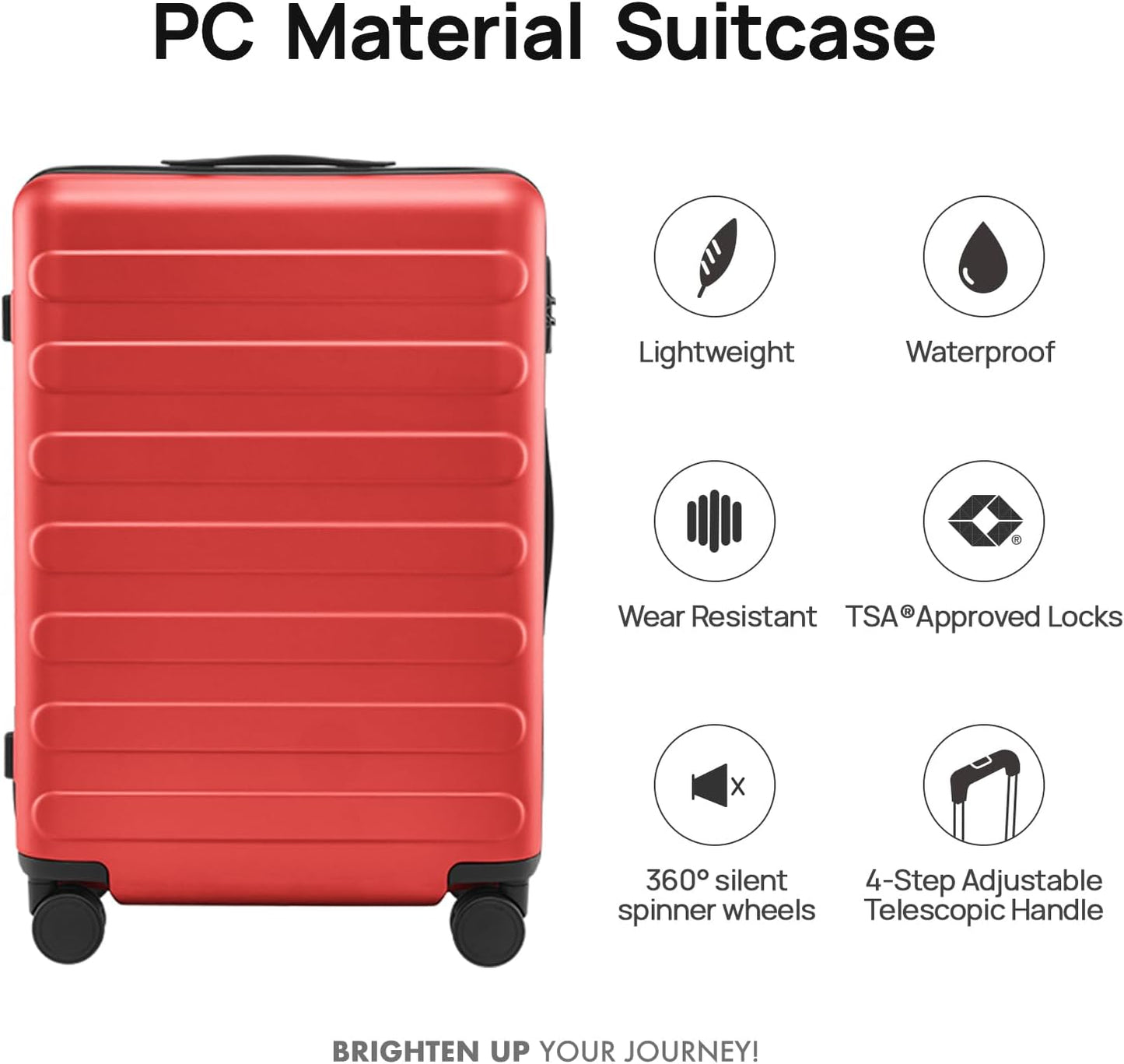 NINETYGO Large Checked Luggage 28 Inch, Checking In Luggage with Smooth Spinner Wheels, Lightweight, Hard Shell PC Suitcase, Lightweight Travel Luggage, TSA Approved (Raspberry, Rhine Basic)