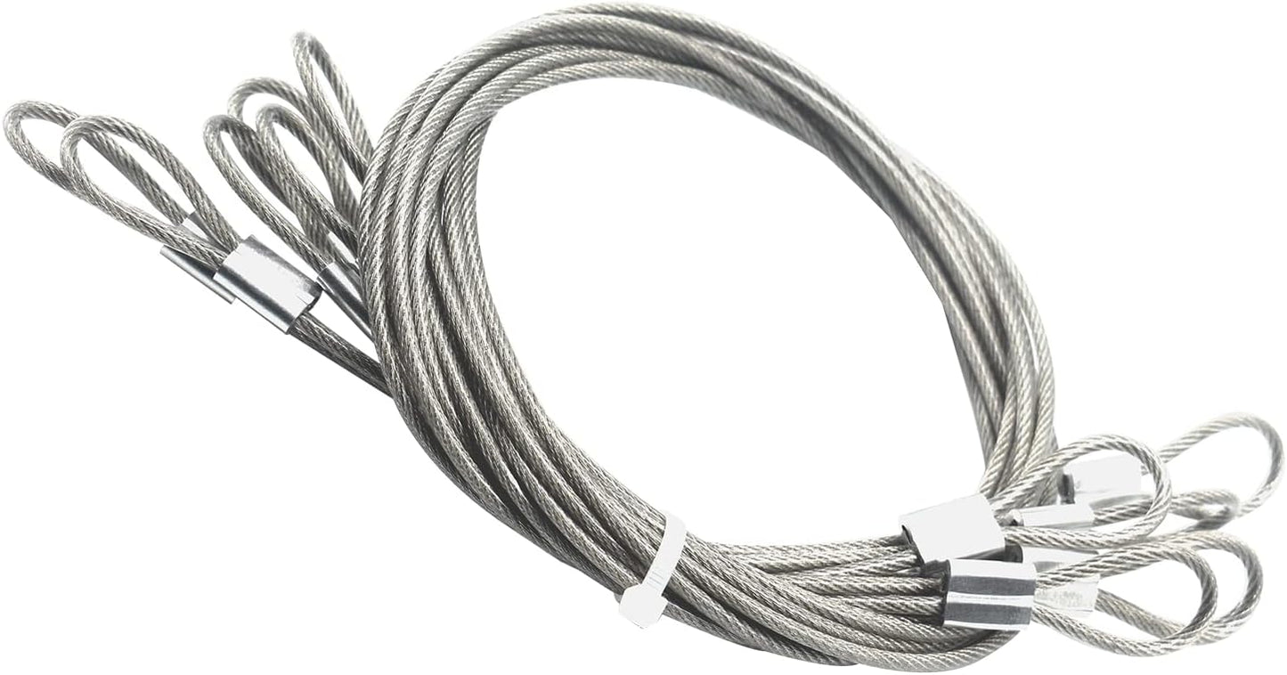 6 pcs 39 inch(100cm) 3mm Thickness Stainless Steel Wire Cable with Loops Vinyl Cover Coated Short Rope Lanyard Lock Safety Tether Chains,Clear