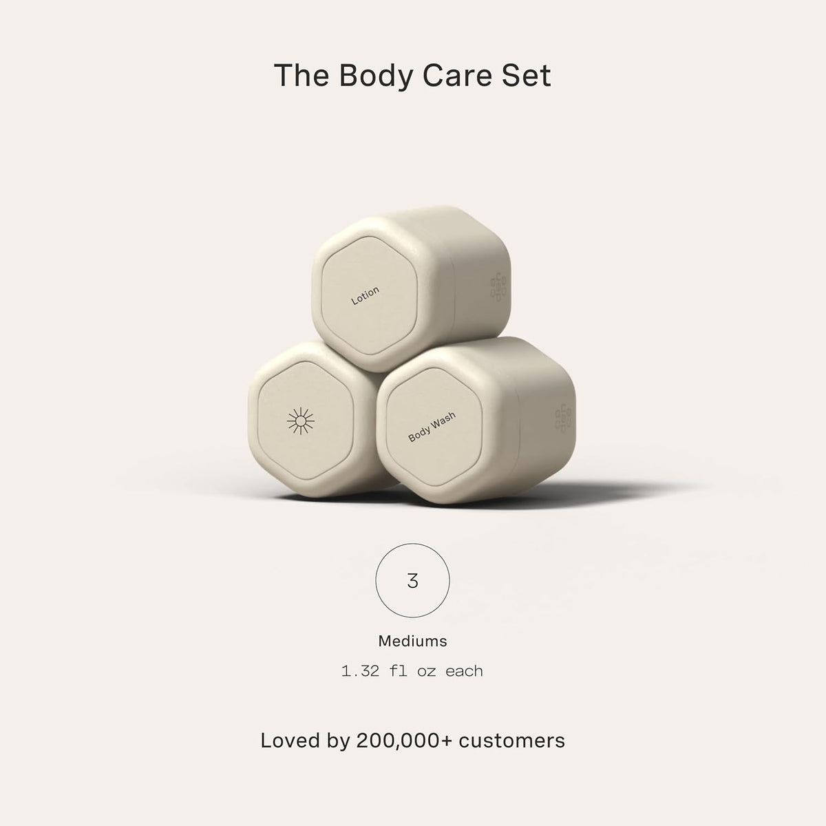 Cadence Travel Containers - Body Care Capsule Set - Magnetic Containers with Lids,Carry On Travel Essentials for Women/Men - 3 Flex Mediums (1.32oz) - Body Wash, Lotion & Sun Icon Labels - Sand