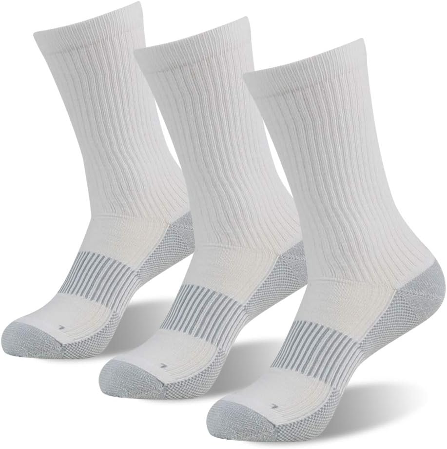 FOOTPLUS Hiking Copper Compression Socks,Unisex Cushioned Sole Arch Support Athletic Crew Running Socks