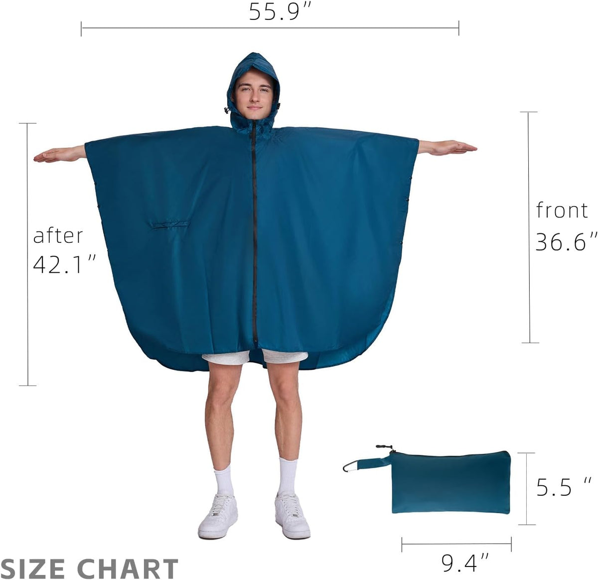 Cloak raincoat Unisex poncho Adult hooded men and women with pockets Mountaineering hiking rainstorm prevention