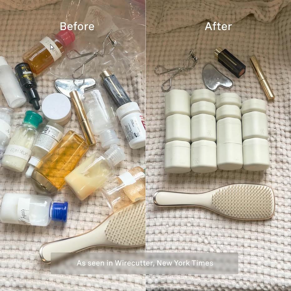 Cadence Extender - Add On to Any Flex Magnetic Containers with Lids,Extension to Travel Bottles for Toiletries - Carry On Travel Essentials For Women/Men - Adds Additional 1.43 fl oz - 3pk, Sand