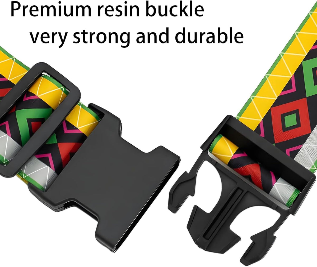 Geometric Arts Luggage Straps for Suitcases, Adjustable Luggage Travel Belt to Keep Luggage Security While Travel, Strong Polyester Fabric, Easy-to-Recognize Funny Pattern Travel Accessories, 2 Pack
