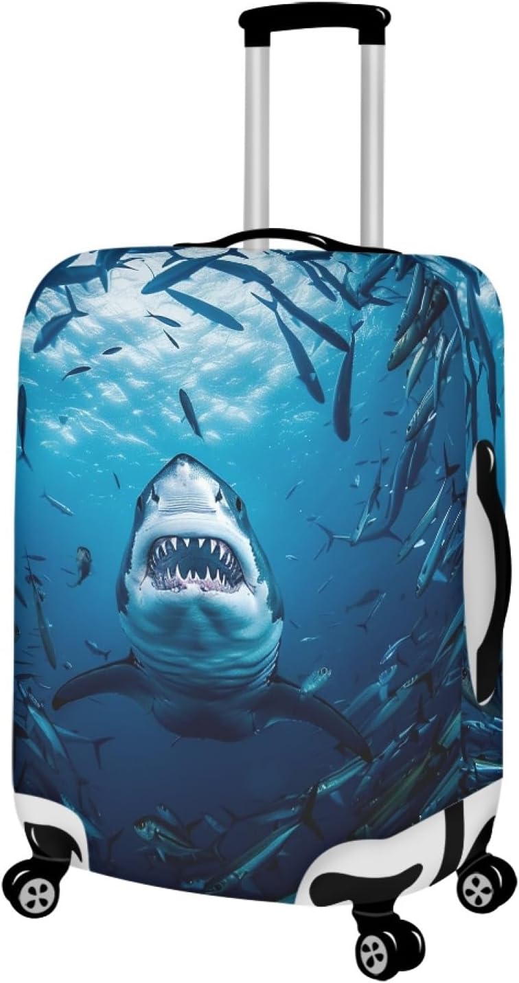 Seadworld Shark Luggage Cover 30-32 Inch High Elastic Thickened Travel Suitcase Covers Blue