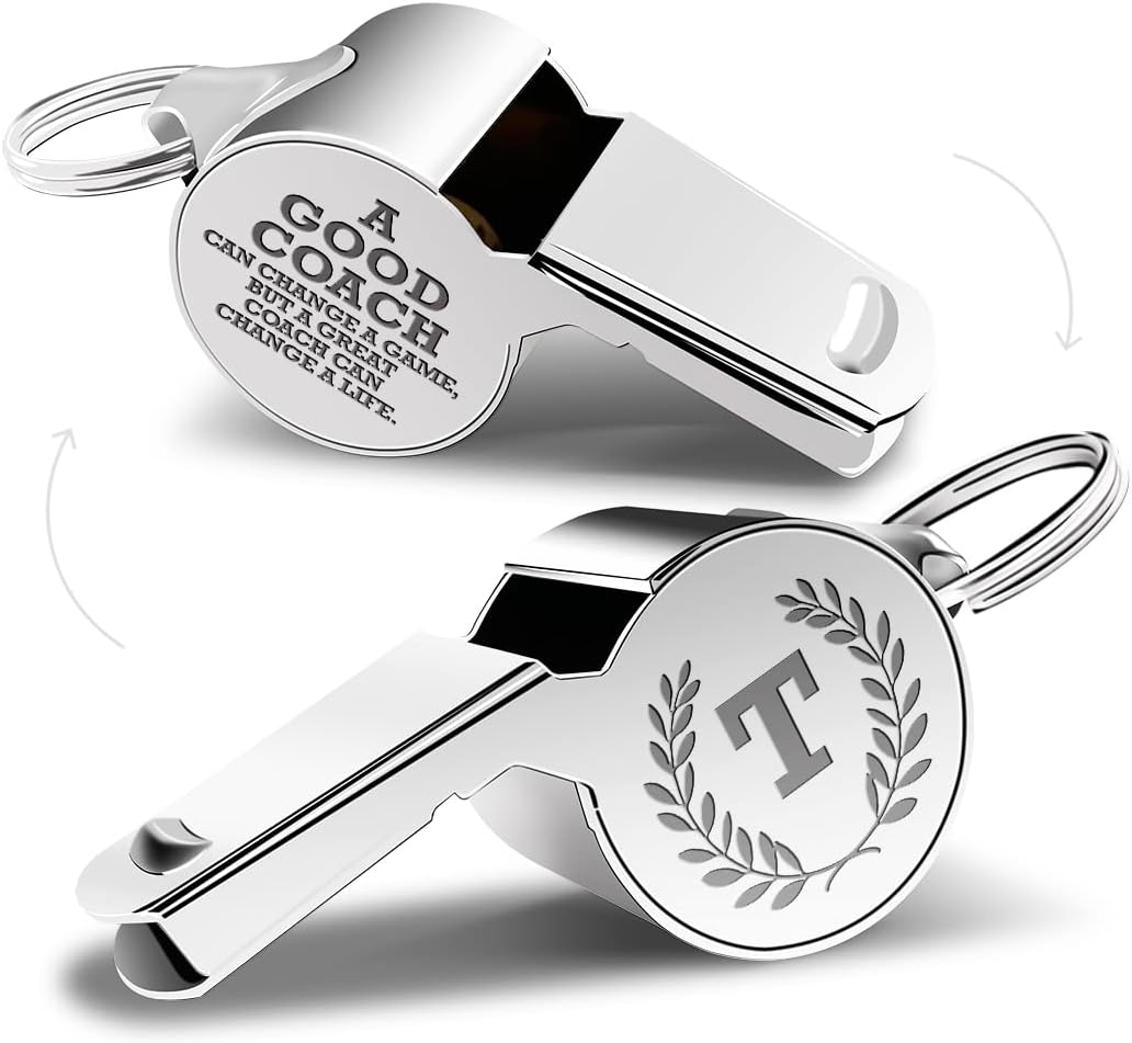 Letters Coach Gifts, Whistle for Coaches, Whistle Emergency, Thank You Coach Gifts, Coaches Whistle with Lanyard Cheer Coach Gift for Men Women Teachers Referees School Sports Coach Outdoor, Letter T