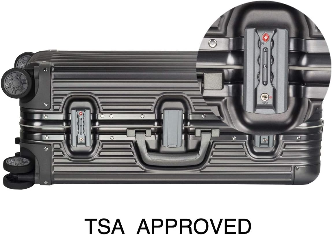 TRAVELKING All Aluminum Luggage Zipperless Hard Shell Suitcase with TSA Lock Spinner Wheels Lightweight Metal Alloy Suitcases (Grey, 28 inch)