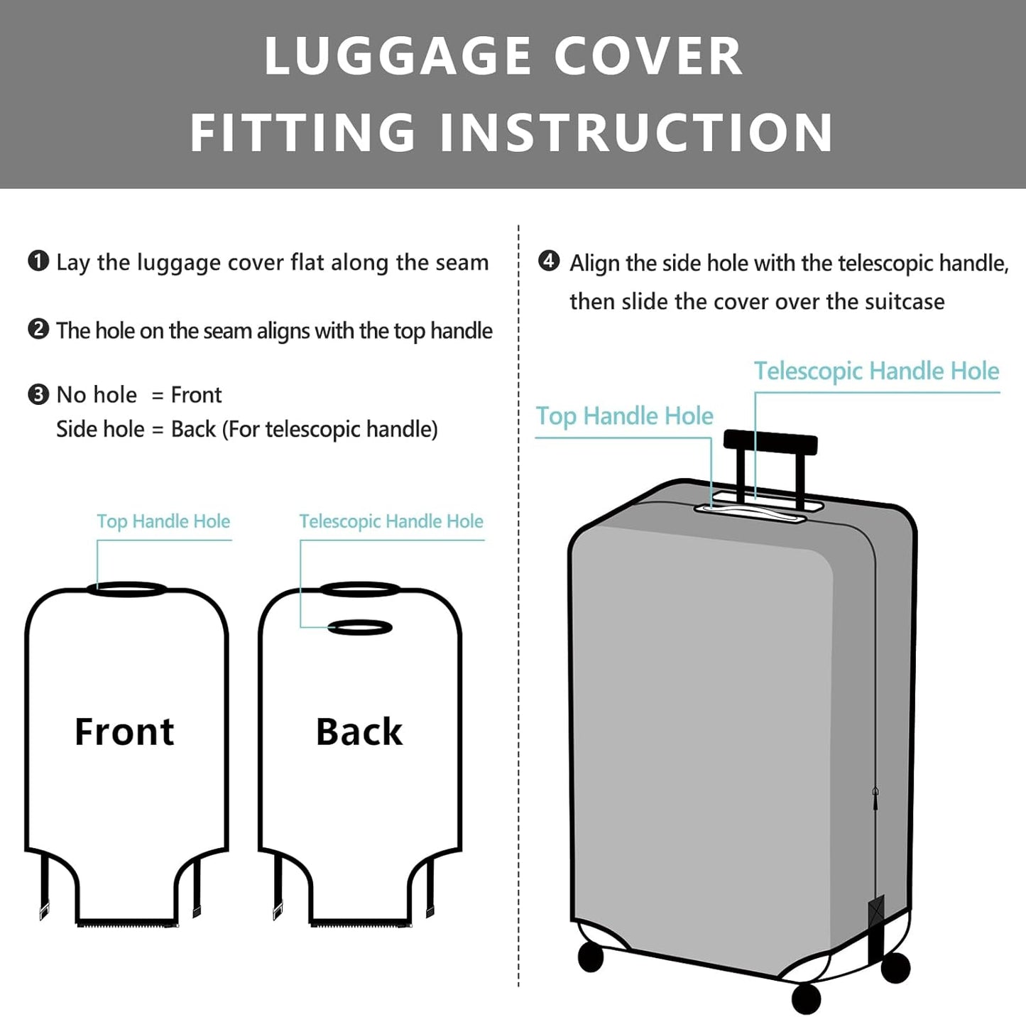 Travelkin Luggage Covers With Tag For Suitcases Tsa Approved,Suitcase Covers Protector Fit 18-32 Inch Luggage,M