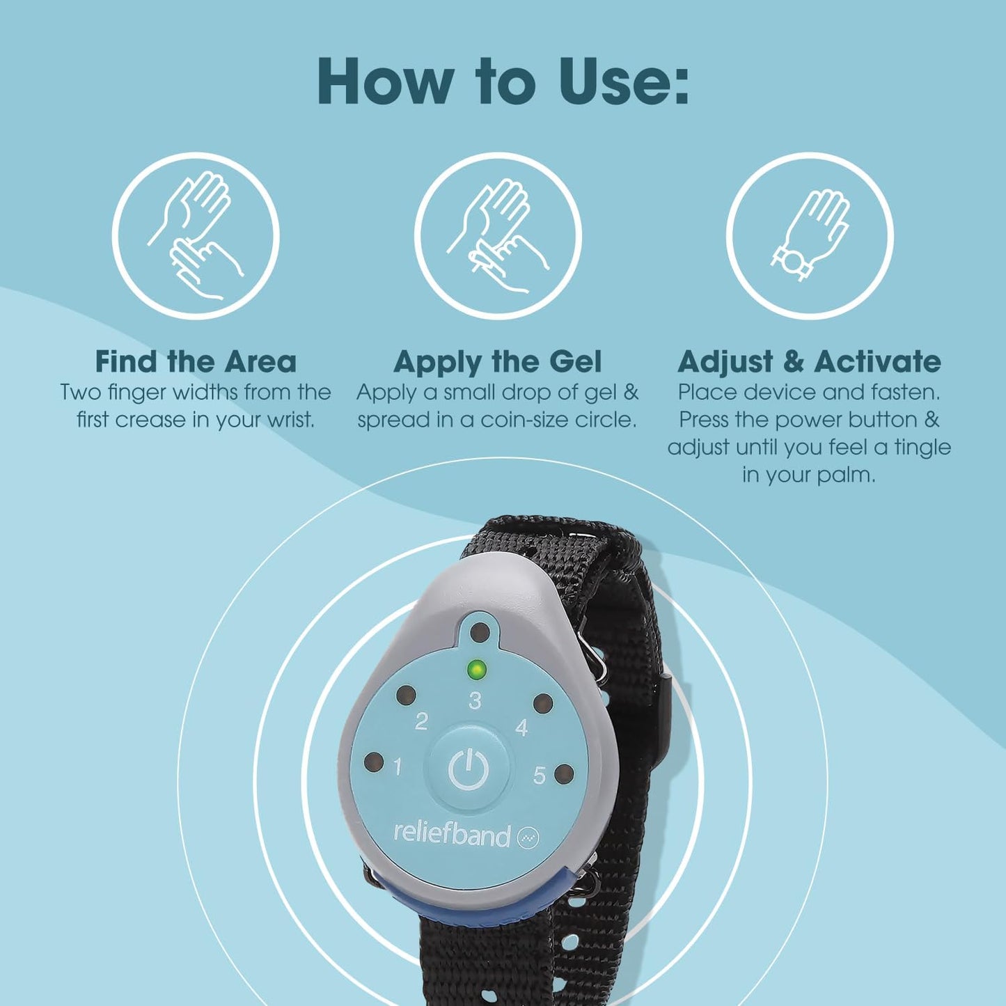 Reliefband Classic Anti-Nausea Wristband for Motion Sickness, Morning Sickness, Travel, Sea Sickness & Vomiting Relief - FDA Cleared, Drug-Free, Fast-Acting Nausea Relief Band w/Gel Tube & Pouch