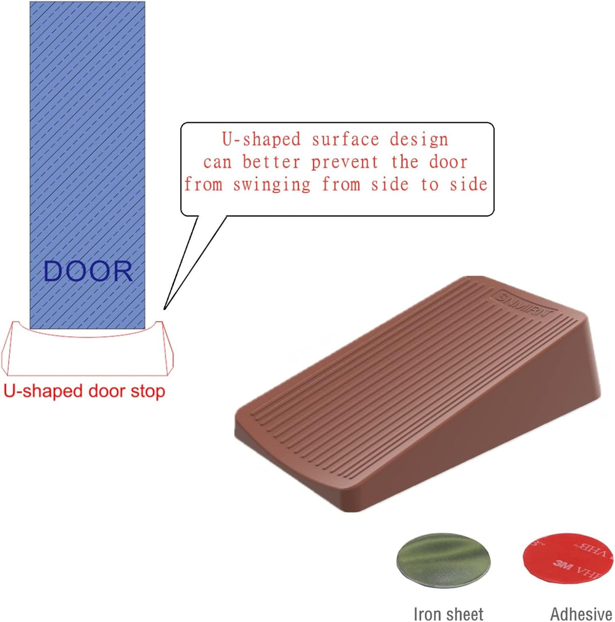 Premium Rubber Door Stop - Large Door Stopper Wedge,Anti-Slip Design, Automatically Fixed,Works On All Floor Types and Carpet Heavy Duty Door (2 Pack, Brown)…
