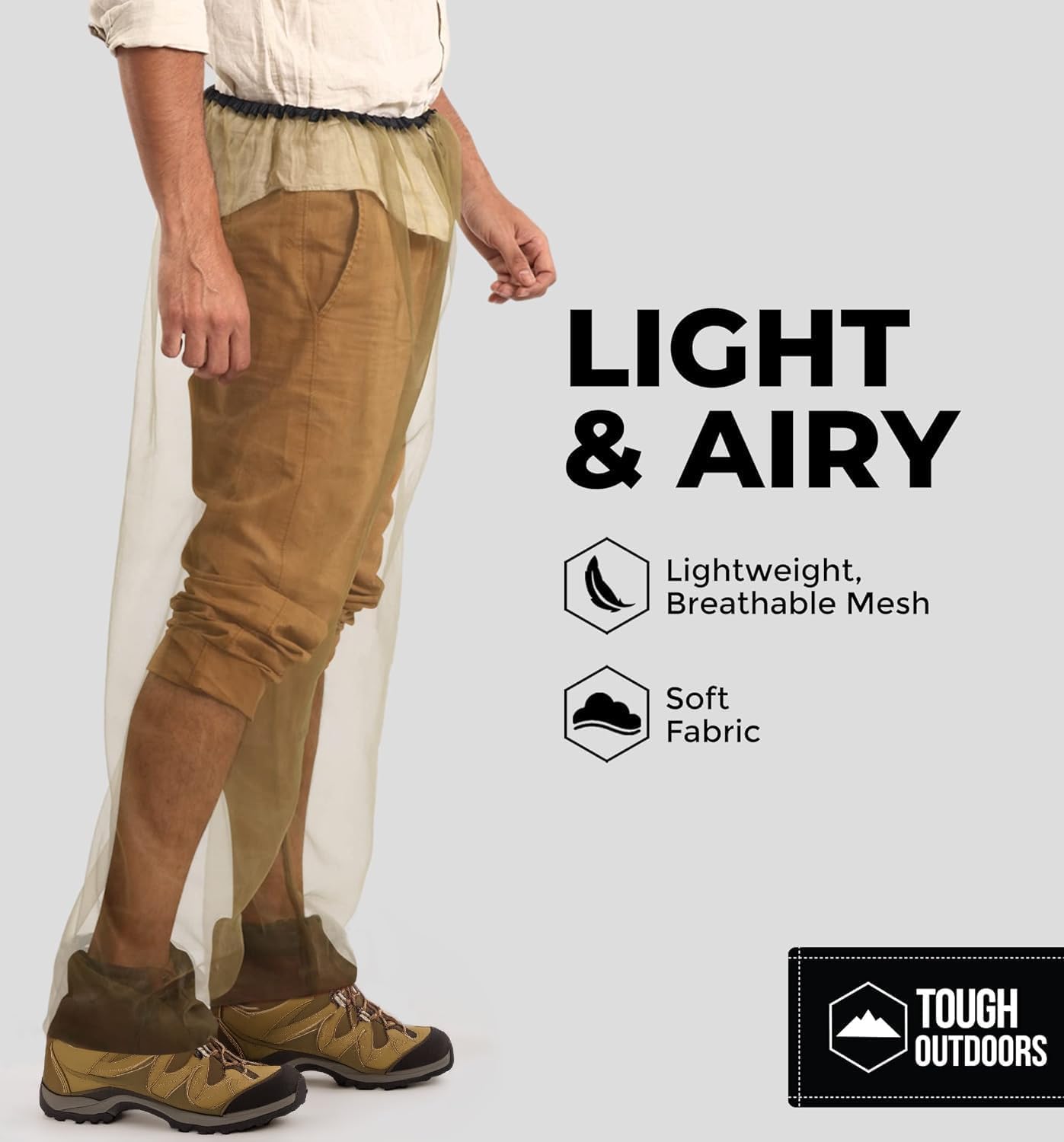 Tough Outdoors Mosquito Pants - Bug Pants for Men & Women - Net Bug Mesh for Gardening & Outdoor Protection from Flies, Gnats - with Free Carry Pouch - Green/Pants Only, Small-Medium