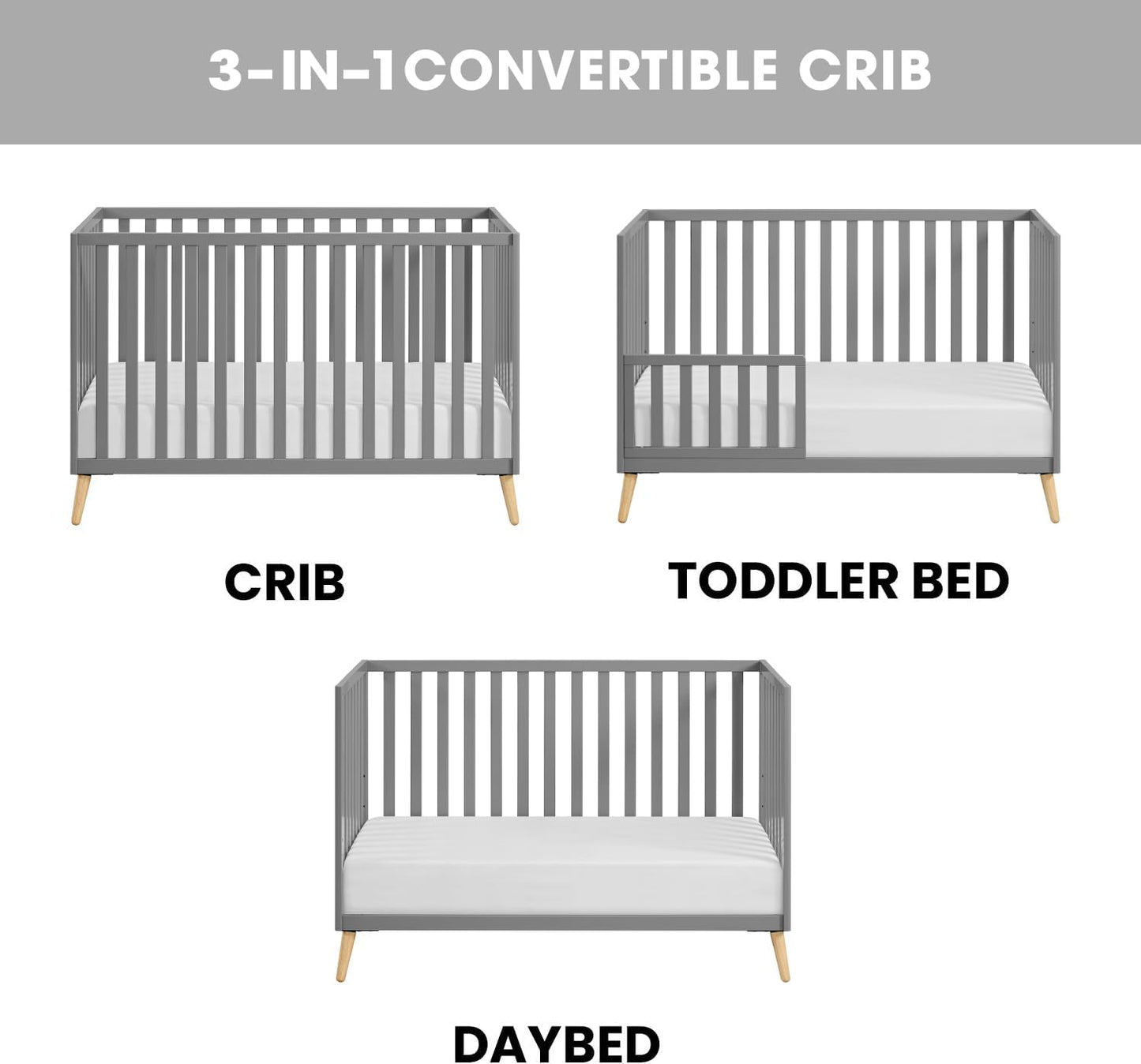 Oxford Baby Cozy Nest Convertible Island Crib, Dove Gray/Natural