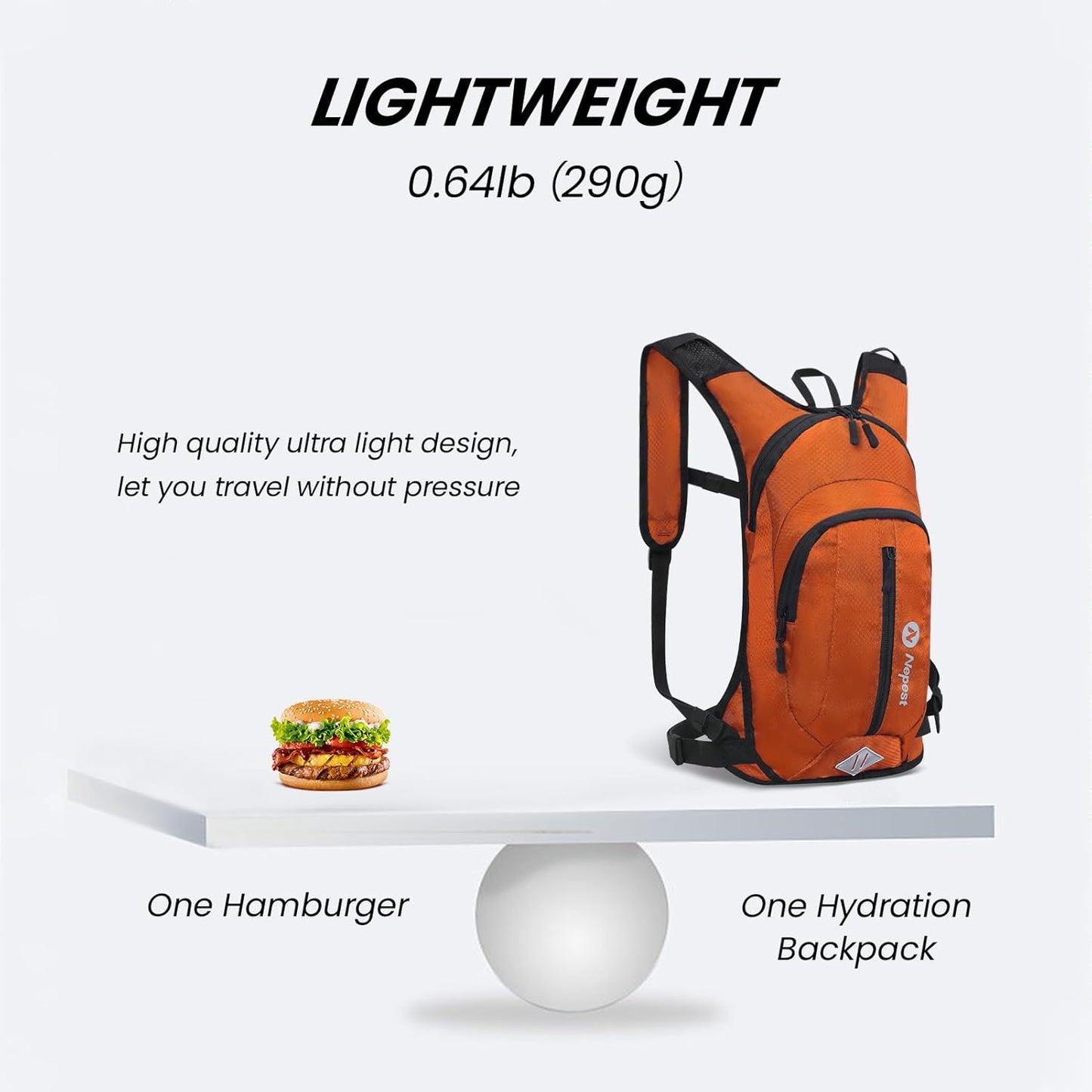 Nepest Hydration Pack Backpack for Women & Men, Lightweight Water Backpack with 2L Water Bladder for Hiking Cycling Running Biking