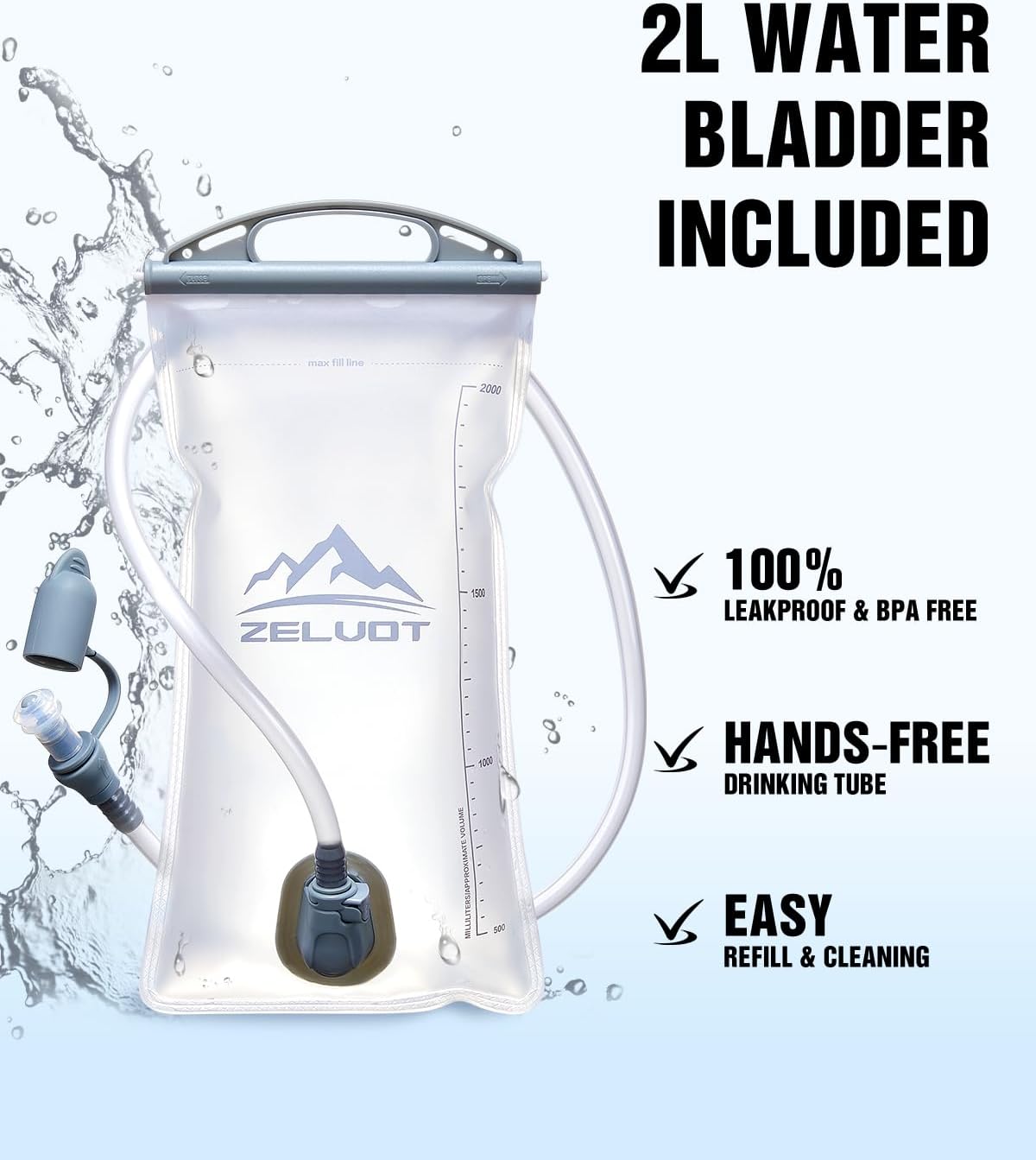 Running Vest with 2L Water Bladder, USA Original Patent, Lightweight Adjustable Chest Pack with Pistol Holster, Reflective Running Hydration Vest for Women Men for Marathon