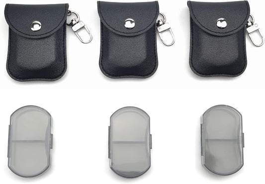 VOFOON 3 Pack Small Pill Organizer, Travel Pill Box for Purse, Keychain Pill Holder, Pocket Pill Container, 2 Times a Day Daily Portable Medicine Vitamin Case, Fish Oil Box, Supplement Box