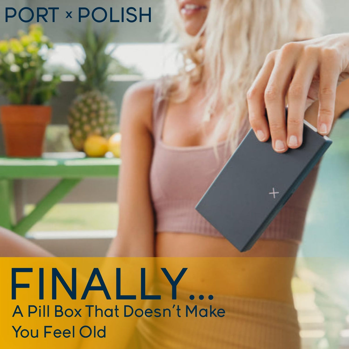 PORT X POLISH Designer Weekly Pill Box Organizer (Single 1X Daily, Classic Black) | Compact, Stylish 7-Day Vitamin Supplement Case | Cute Portable Mini Travel Medicine Carrier | BPA-Free Pillbox Caddy