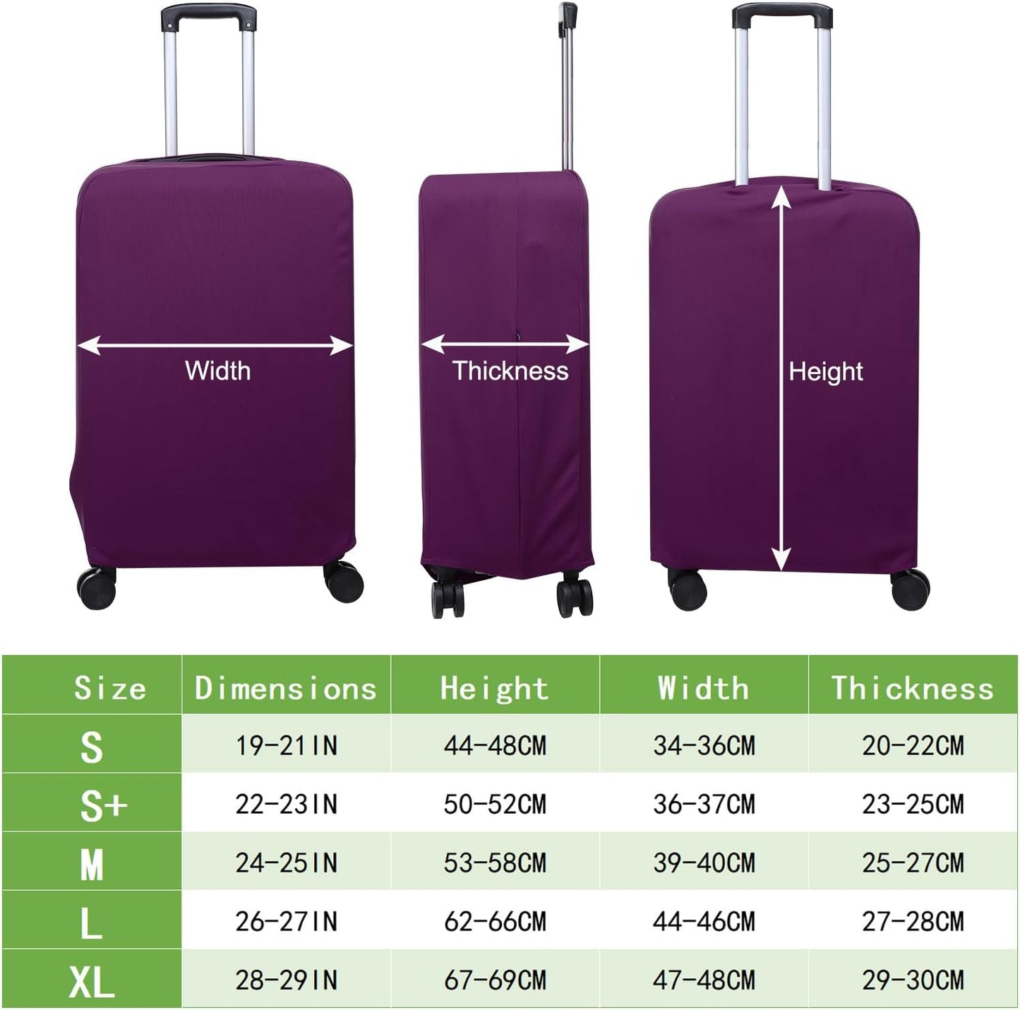 PATIKIL Luggage Cover, Suitcases Covers Elastic Carry on Cover Protector Washable Scratch-Resistant Fits 24-25 Inch Luggage for Travel Business Trips, Purple