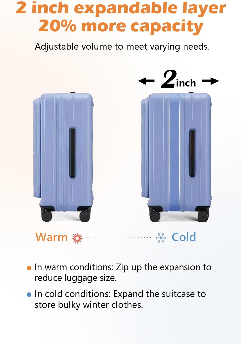 HotWay 26 Inch Expandable Checked Luggage with Cup Holder, Hardside TSA Approved Luggage with Spinner Wheels, Top Opening Suitcase For Travel, Black