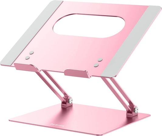 BESIGN LS10 Aluminum Laptop Stand, Ergonomic Adjustable Notebook Stand, Computer Holder Compatible with Air, Pro, Dell, HP, Lenovo More 10-14" Laptops, Pink