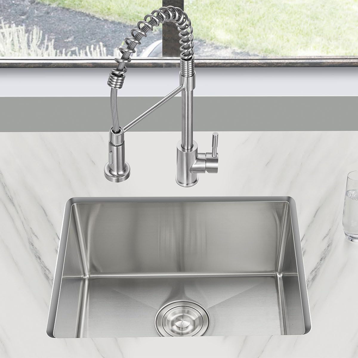 22 Inch Kitchen Bar Sink Undermount, 304 Stainless Steel Handmade Single Bowl Undermount Kitchen Sink (Brushed) 22x18x9 inch