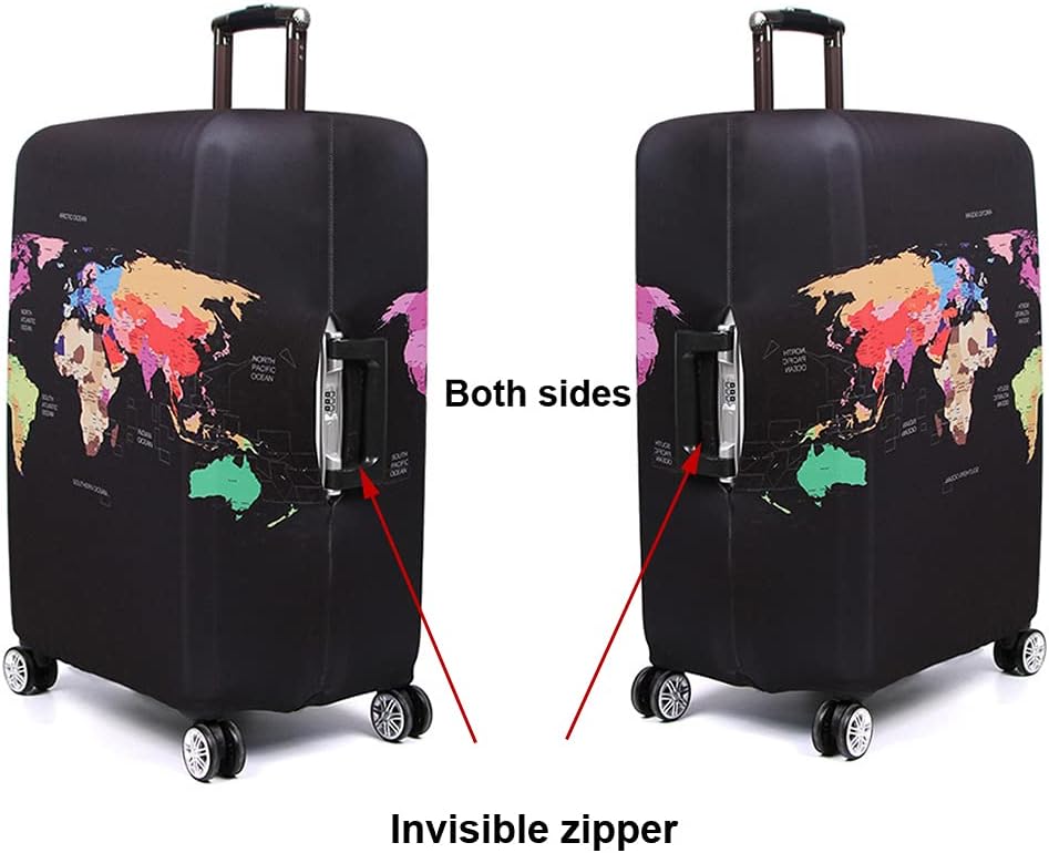 MosaiRudo Thicker Luggage Cover Elastic Suitcase Cover Protector Fits 18-32 Inch Suitcase Travel Accessories (World Map, M-)