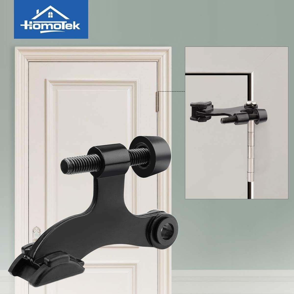 HOMOTEK 24 Pack Hinge Pin Black Door Stopper,Adjustable Deluxe Heavy Duty Door Stopper 2-1/2"x1-3/4”,with Black Rubber Bumper Tips