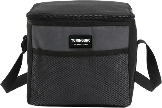 6 Can/5L Lunch Bag for Women Men Portable Lunch Box Small Cooler Bag Soft Collapsible Reusable Insulated Lunch Tote for Everyday Work Travel (Grey)