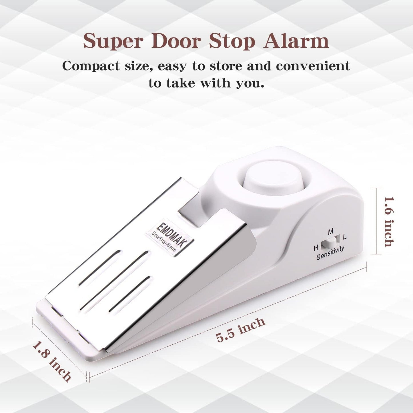 EMDMAK Door Stop Alarm with 120DB Siren Door Stop for Home & Travel (White) (Pack of 3)