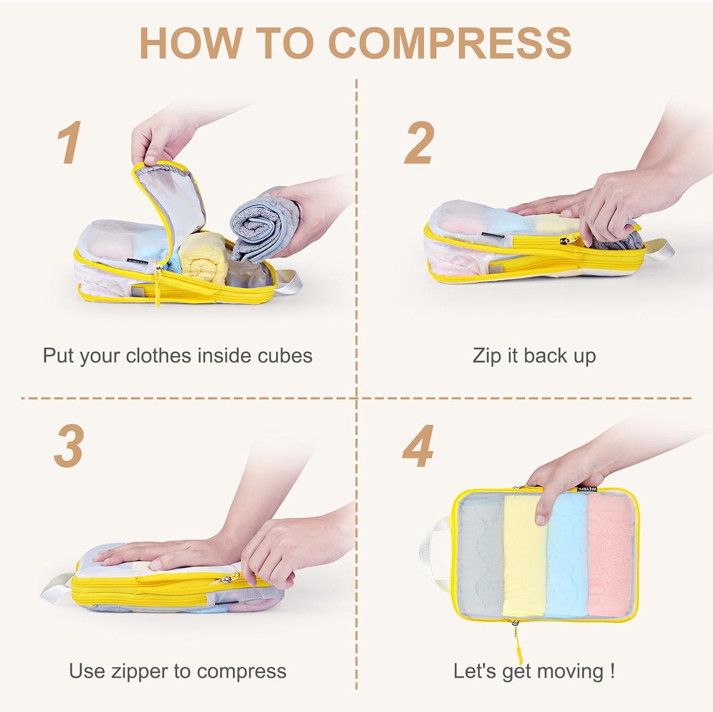 Lightweight Compression Packing Cubes for Suitcases, Compressible Expandable Travel Packing Organizer with Clear Toiletries and Backpack Bag, Travel Essentials for Carry on Luggage 7 Set