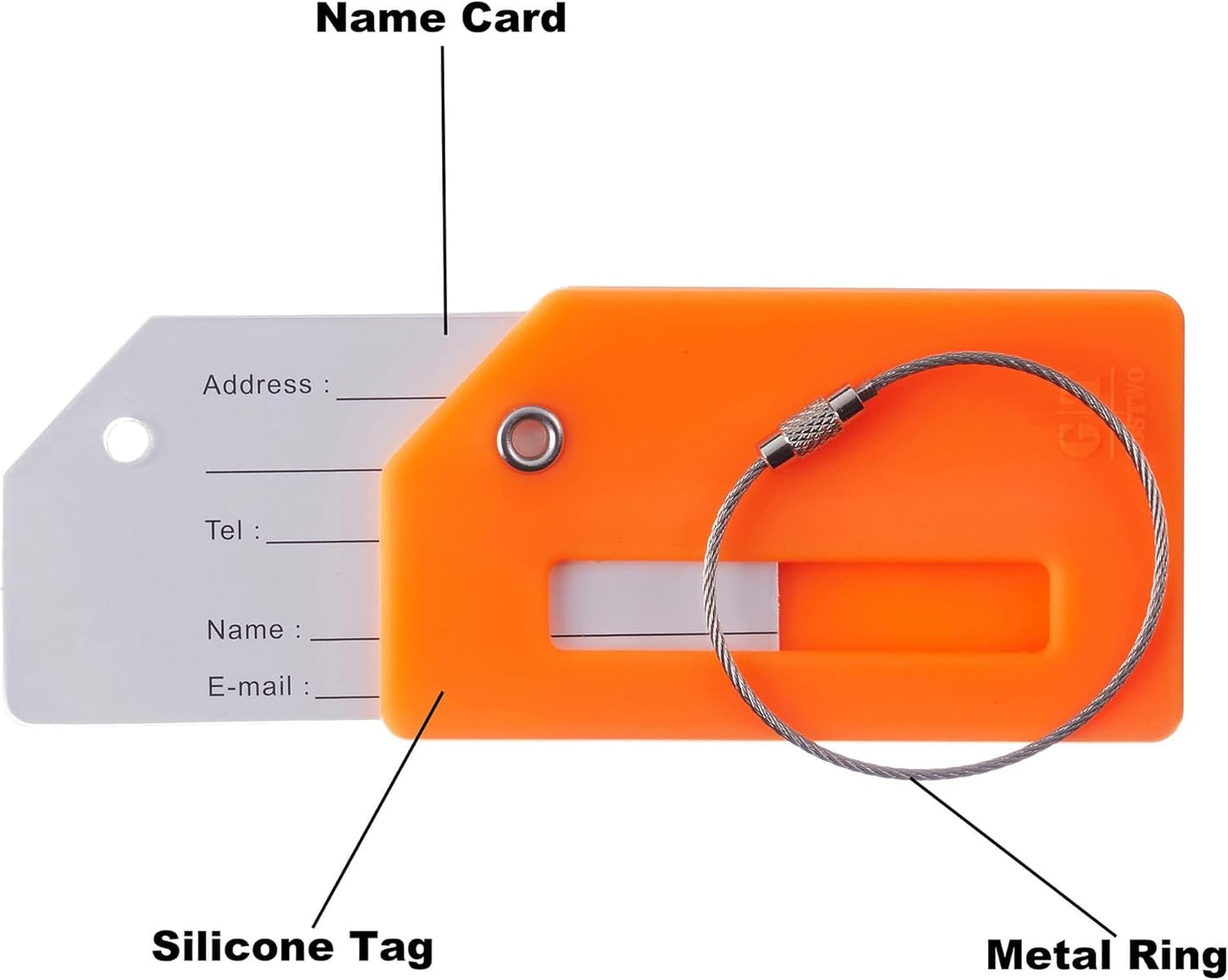 8 Pcs Luggage Tags for Suitcases, 26 Initial Letter Travel Luggage Baggage Identification Labels ID Tags Fully Bendable Tags with Stainless Steel Loop (Letter K, Colorful)