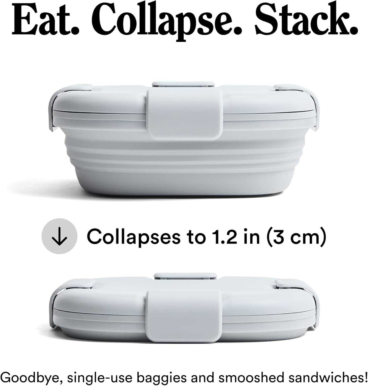 STOJO Collapsible Sandwich Box – 24oz, Reusable Food Storage Container, Silicone Bowl for Hot/Cold Food – Meal Prep, Lunch, Camping, Hiking – Dishwasher Safe (Set of 1, Cashmere)