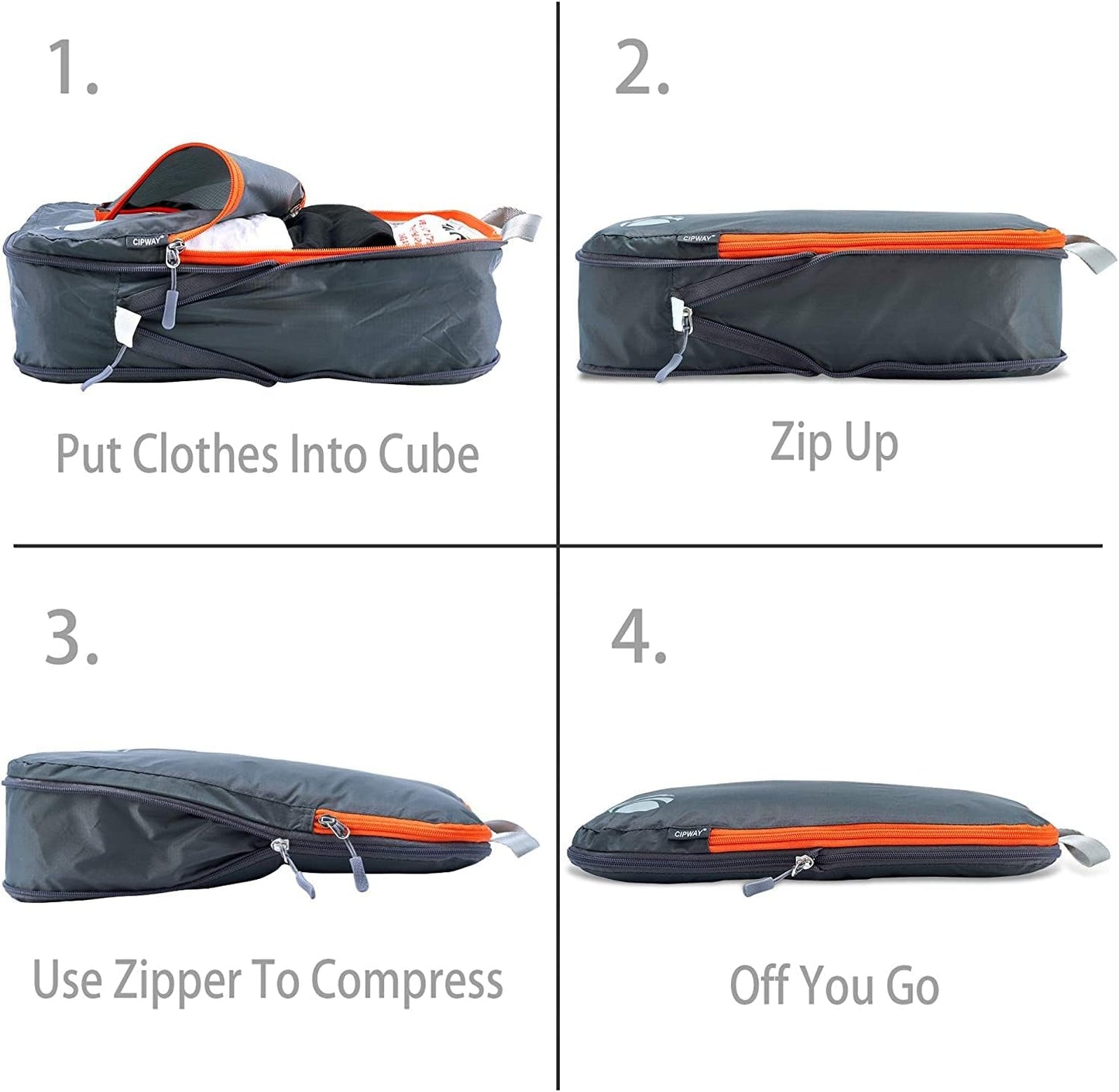 Cipway Compression Packing Cubes Set, Ultralight Expandable Travel Packing Organizers for Carry on Luggage (Grey 3pcs)