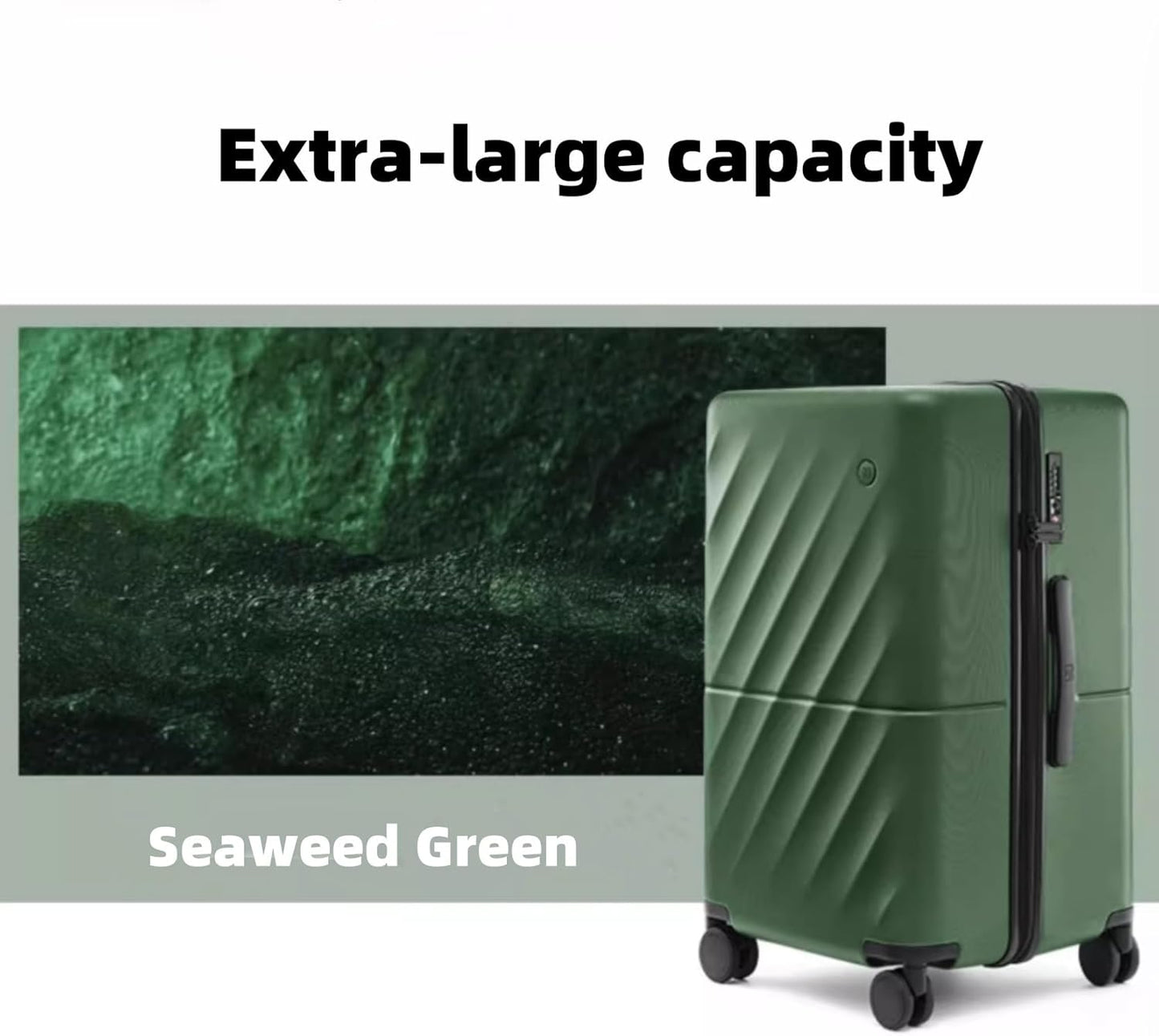 NINETYGO Trunk Luggage 24 Inch, Medium Checked Luggage with Double Spinner Wheels, Anti-Burst Zipper, Hard Case PC Suitcase, Lightweight Travel Luggage, TSA Approved (Seaweed Green, Hudson)