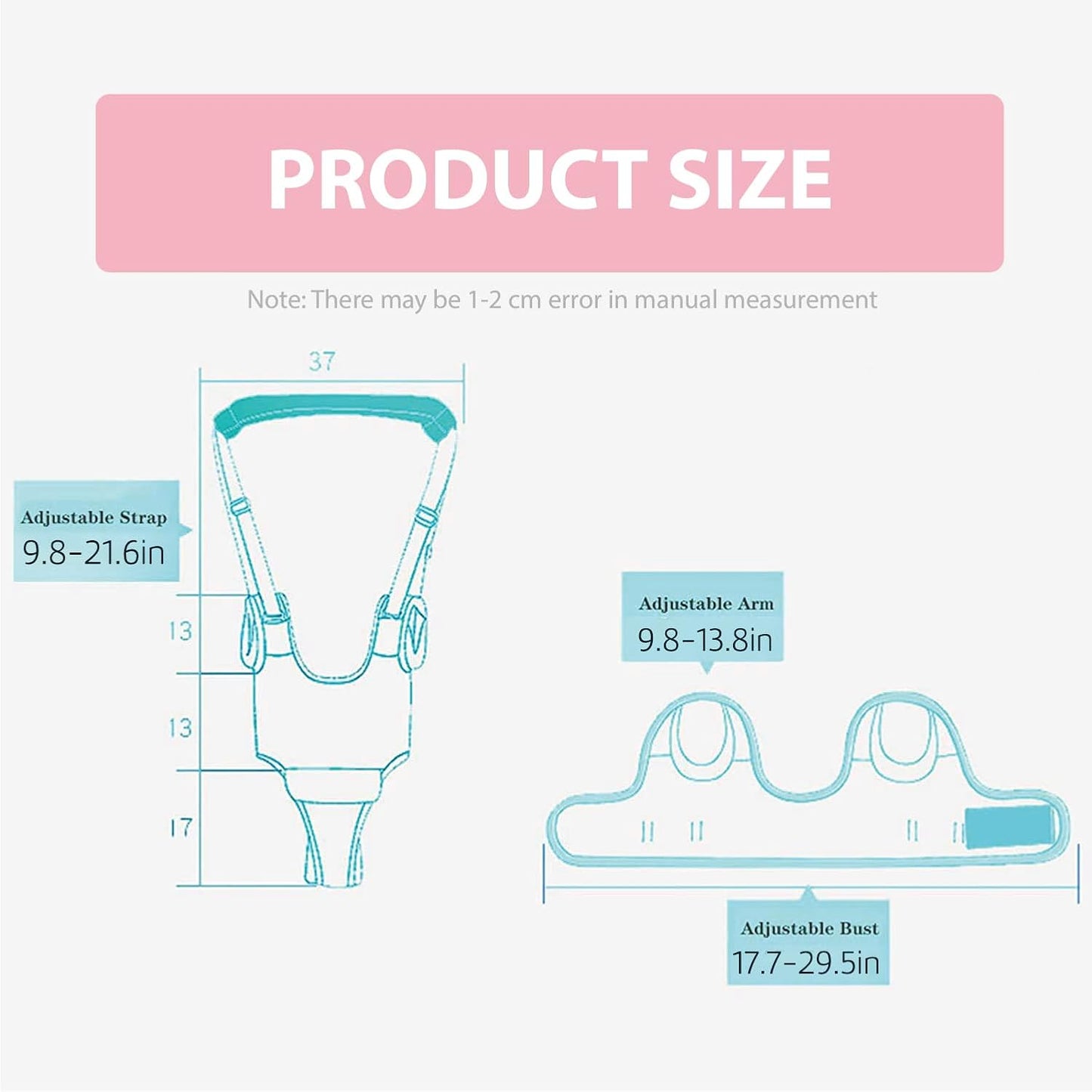 Baby Walking Harness-Handheld Assistant Belt- Toddler Infant Walking Aid for Trainer & Support 7-24 Month Old (summer-Pink-1819)