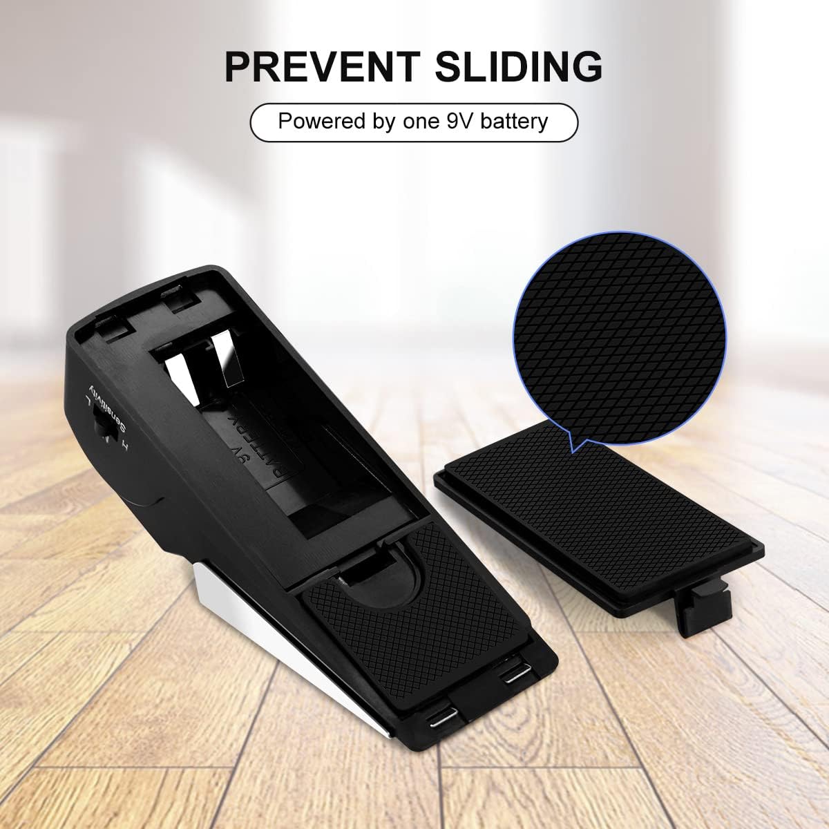3 Pack Door Stop Alarm, Door Stopper with 120DB Security Alarm, Floor Wedge Door Stop Siren, Door Security Devices for Traveling, Apartment, Hotel and Home, Black