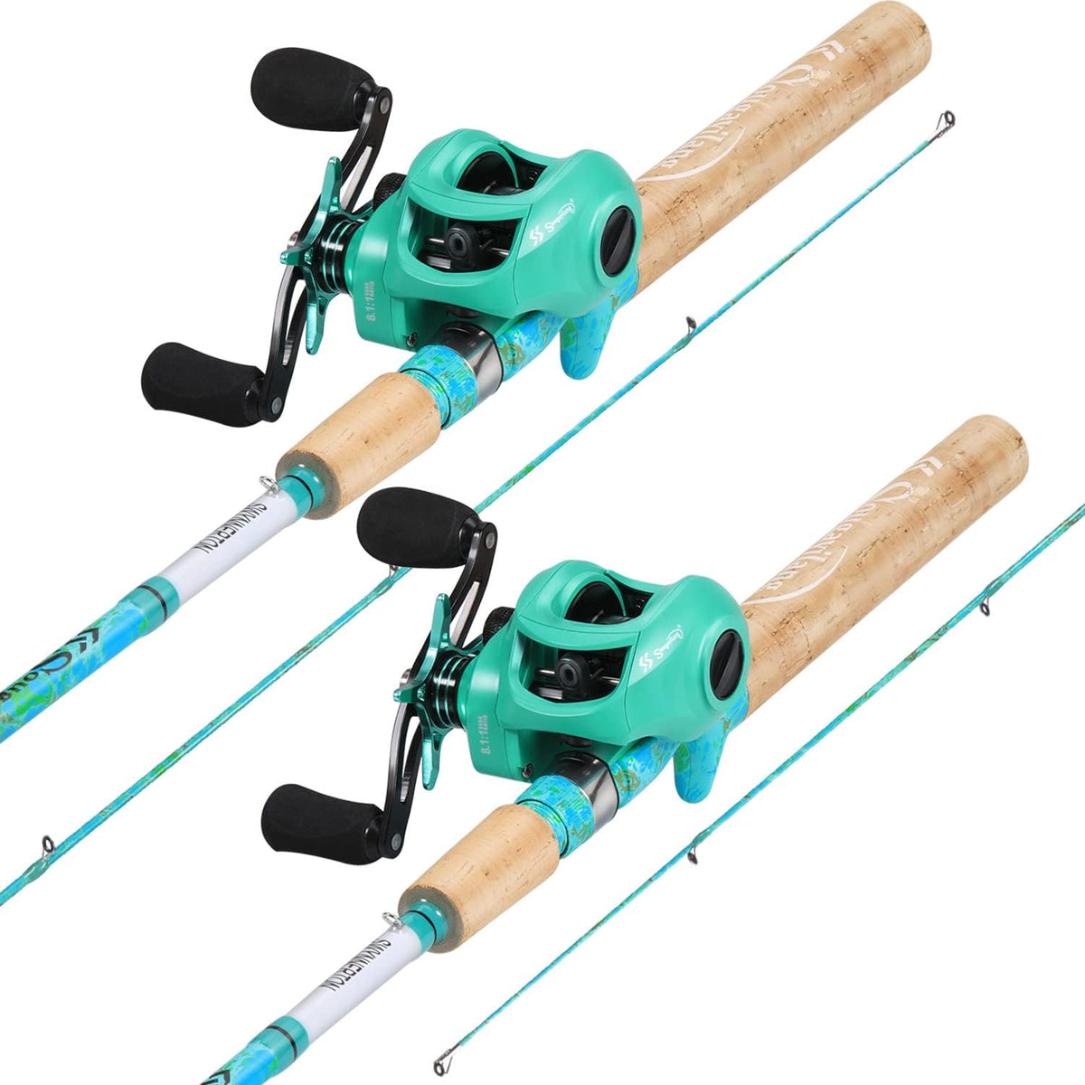 Sougayilang Fishing Rod and Reel Combo, 2-Piece 5-Foot 6-Inch Graphite & Fiberglass Rod, Durable and Strong, Quickset Anti-Reverse Fishing Reel (1Pack/2Pack)