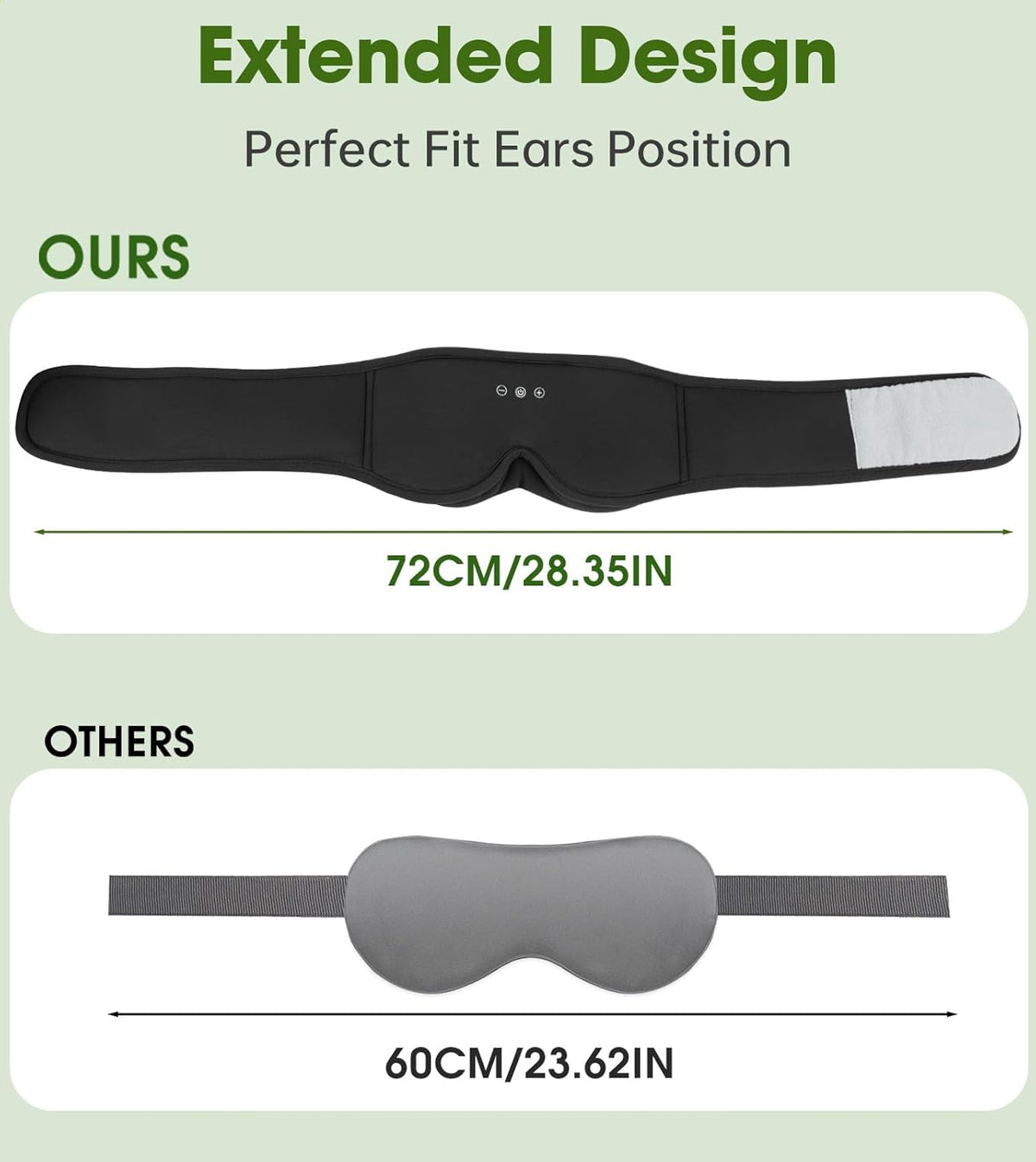 Bamboo Cotton Sleep Mask with Bluetooth Wireless Headphones - Blackout Eye Mask for Sleeping 3D Contoured Sleep Headband Ear Muffs Lengthen & Low Noise Hook for Better Experience (Black)