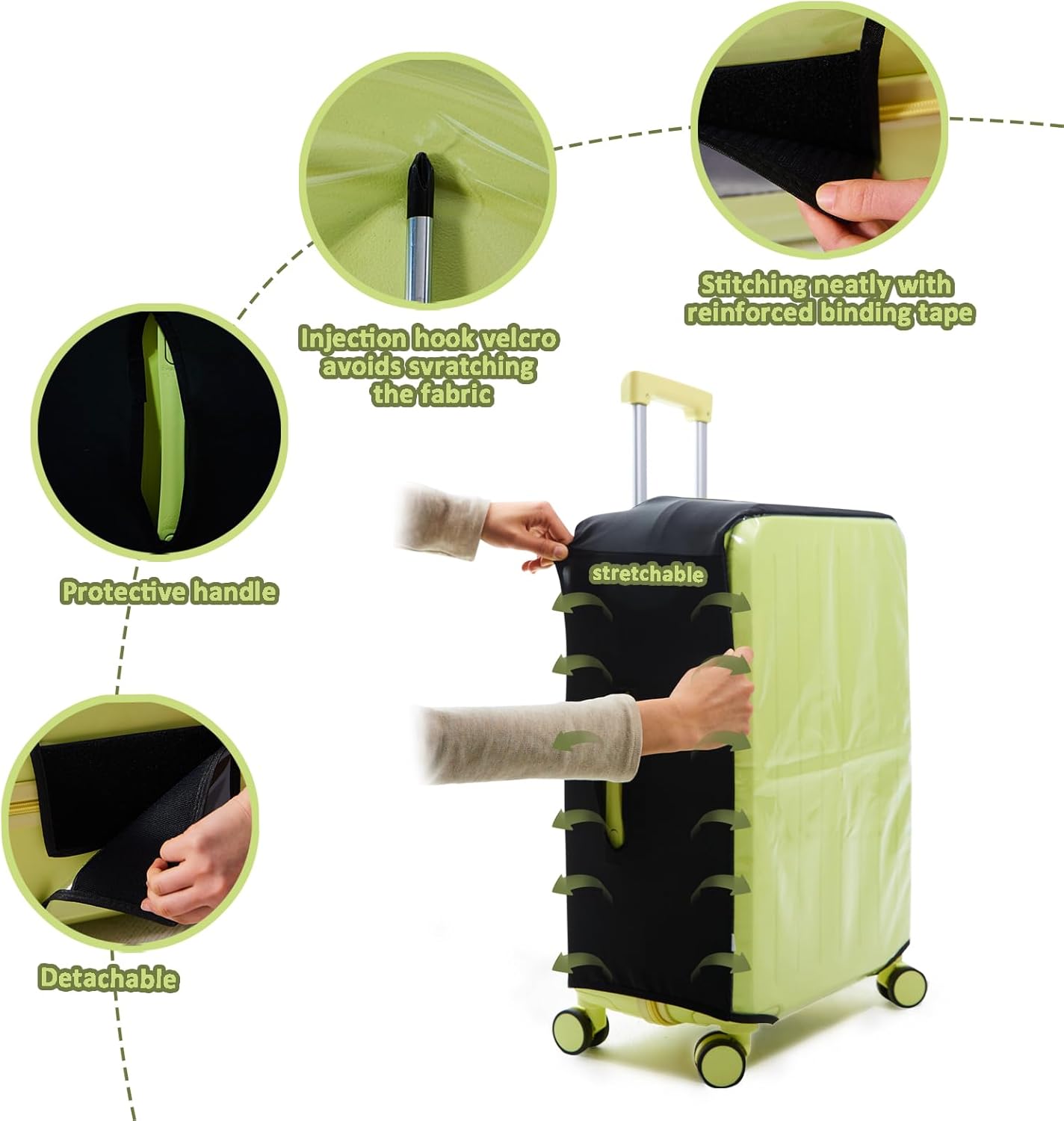 Clear Luggage Cover Protectors For Suitcases,Elastic Transparent waterproof PVC Suitcase Covers Protector Fit 20-30 Inch wheeled Luggage (26")