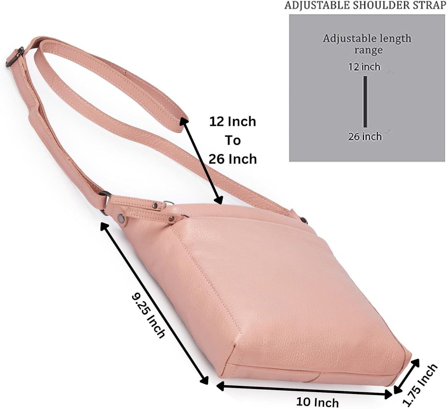 Small Soft Genuine Leather Crossbody Purse Women’s Sling Crossover Shoulder Travel Handbag with Triple Zipper