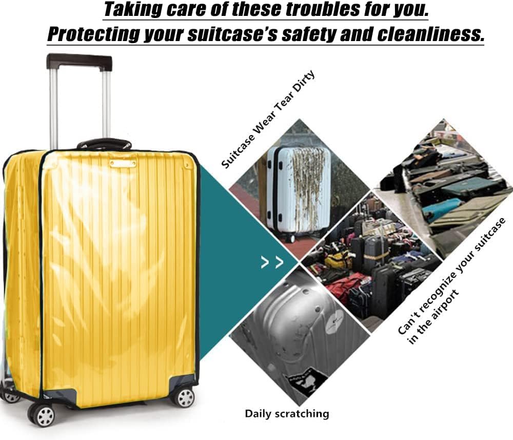 24 Inch Clear PVC Luggage Cover, 0.2mm Thick Lightweight Waterproof, Dustproof, Anti-Scratch Suitcase Cover, Luggage Covers for Suitcase TSA Approved, Fits 23"-24" Wheeled Luggage