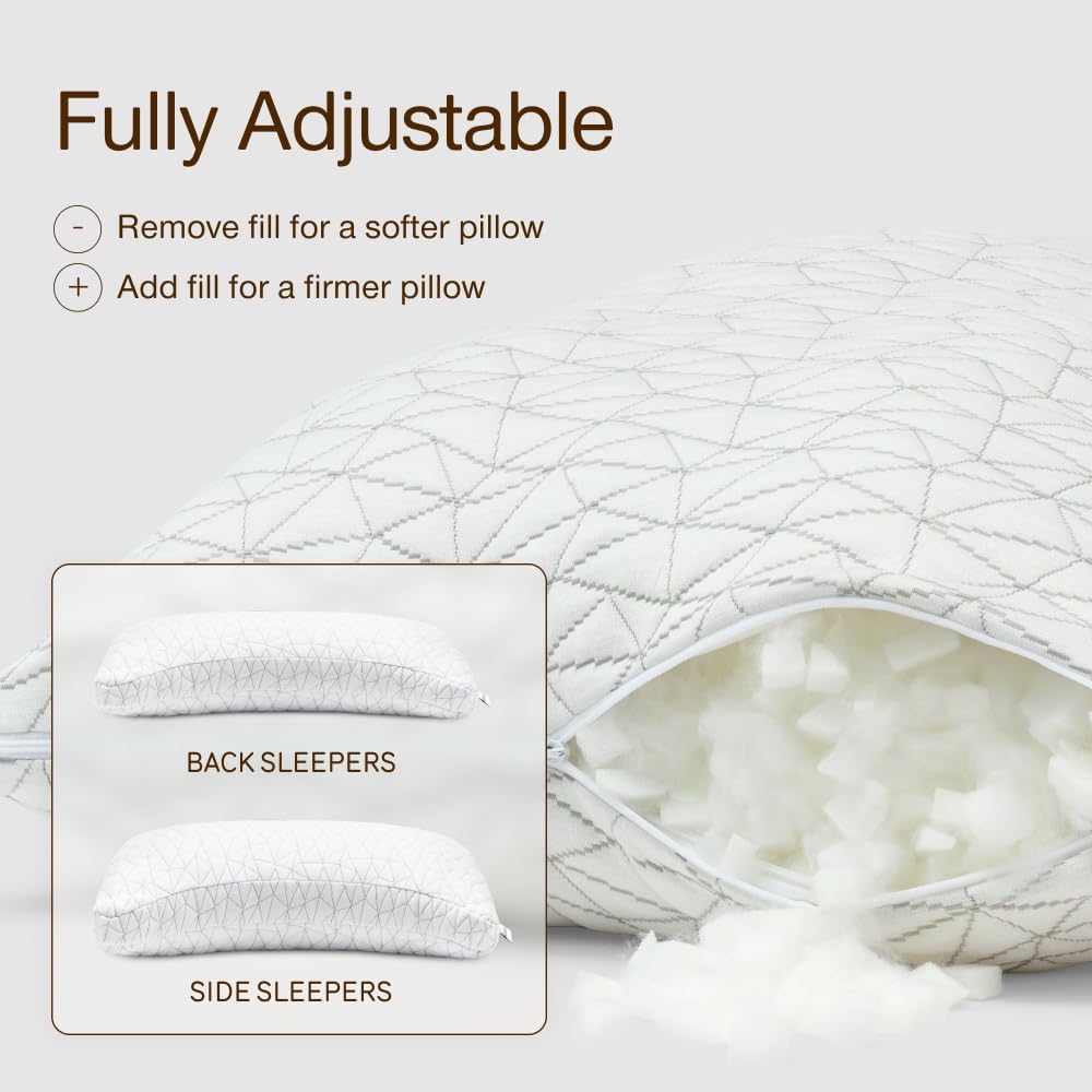 Coop Home Goods Original Crescent Adjustable Pillow, Queen Bed Pillows for Shoulder, Neck & Head Support, Crescent Foam Pillows - Medium Firm for Back & Side Sleeper, CertiPUR-US/GREENGUARD Gold