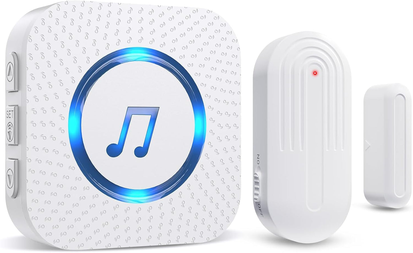 Door Chime,Wireless Door Open Alarm-SANJIE Door Entry Chime with 26 Chimes 5 Adjustable Volume Mute Mode for Business/Home/Store, Pool Alarm with 500ft Range LED Indicators, 1 Receivers + 1 Sensors