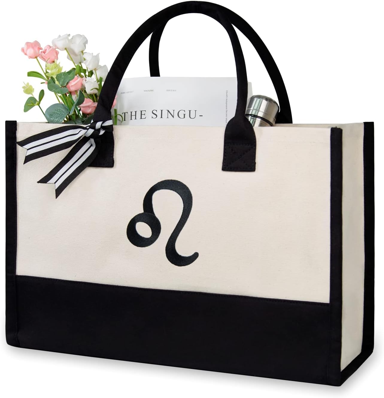 TOPDesign Embroidery Constellation Canvas Bag for Women (Leo)