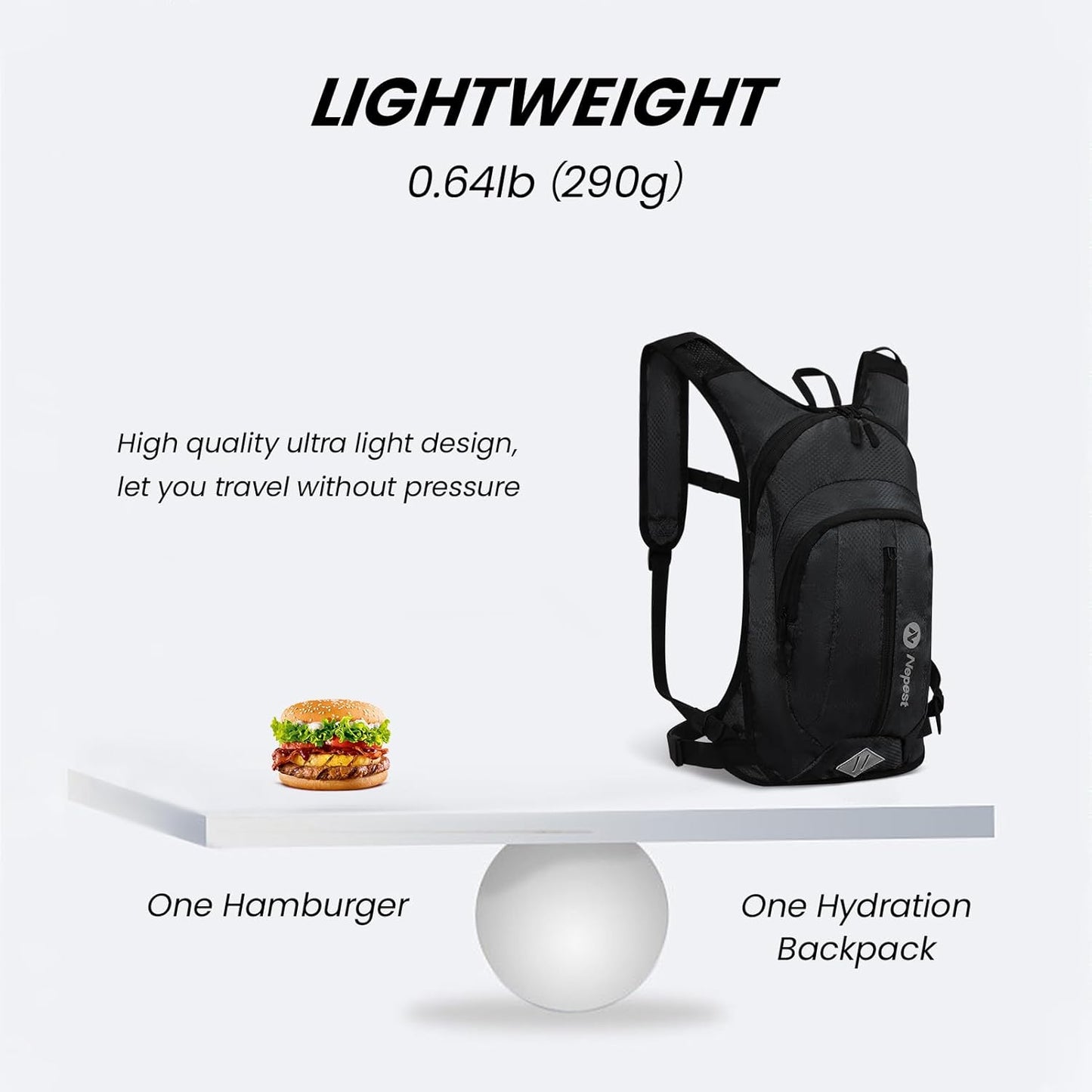 Nepest Hydration Pack Backpack for Women & Men, Lightweight Water Backpack with 2L Water Bladder for Hiking Cycling Running Biking