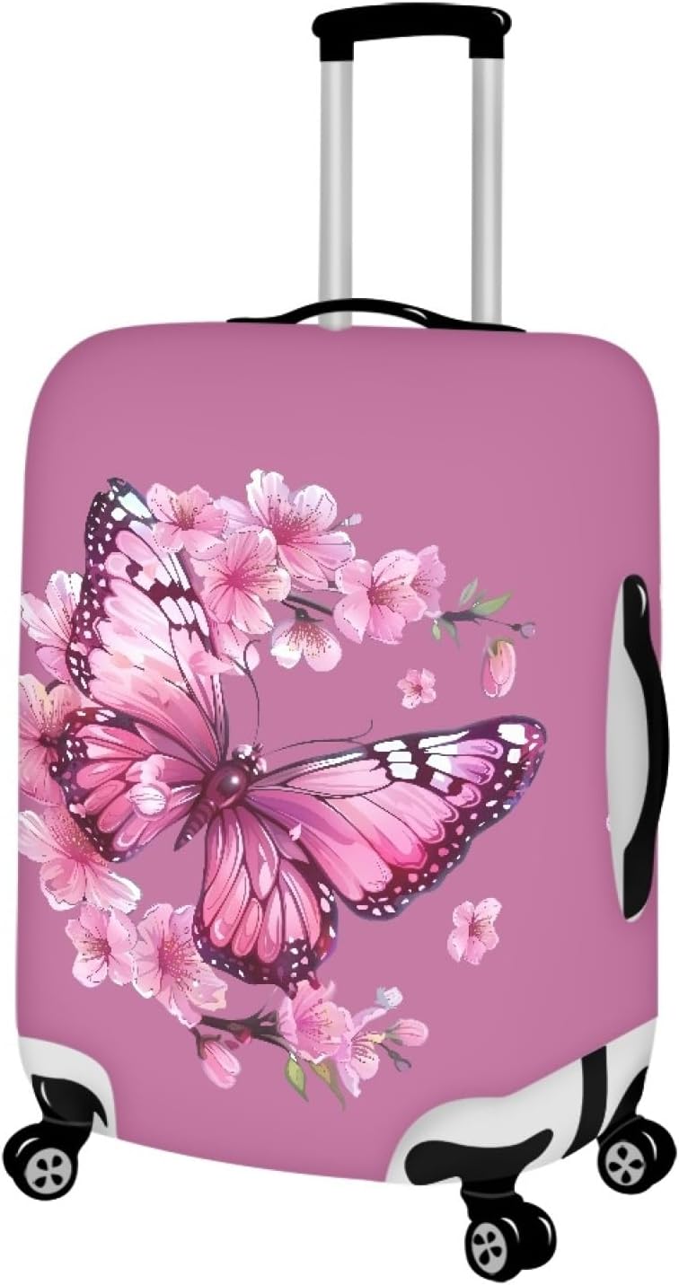 Purple Butterfly Luggage Cover Anti-scratch Baggage Suitcase Protector Fits 26-29 Inch Luggage