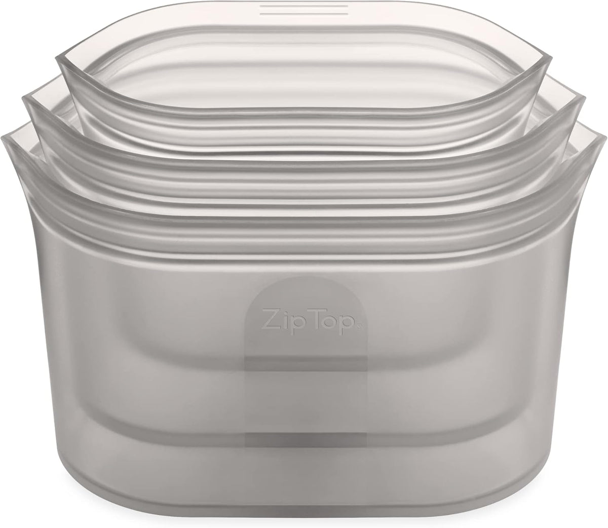 Zip Top Reusable Food Storage Bags | 3 Dish Set [Gray] | Silicone Meal Prep Container | Microwave, Dishwasher and Freezer Safe | Made in the USA