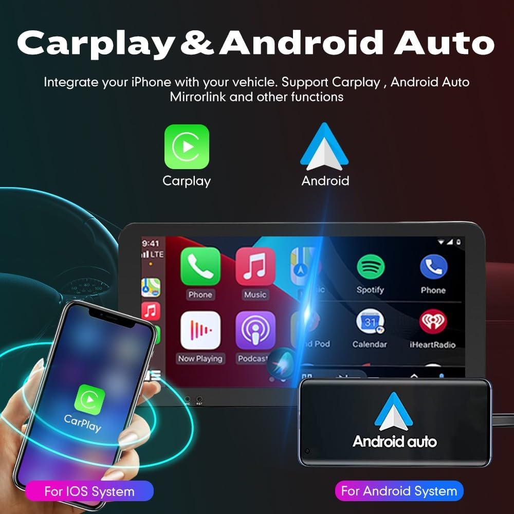 Kunfine CarPlay Android Auto Navigation Stereo GPS Radio Reverse Camera Display 10.33" QLED Touchscreen Headunit Tablet Pad Media Player for Subaru Forester 2007-2013, if Applicable Octa Core 4G+64G