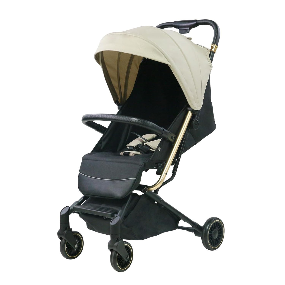 Lightweight Baby Stroller,Ultra Compact & Airplane-Friendly Travel Stroller, One-Handed Folding for Toddler, Only 13lbs,with Sleep Shade, Oversize Basket (Khaki)